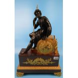 French bronze figure clock - Approx H: 59cm