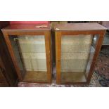 Pair of walnut veneered shop display cabinets - Approx W: 56cm D: 28cm H: 92cm