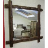 Large rustic driftwood framed overmantel mirror - Approx 120cm x 120cm