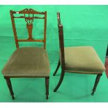 Pair of pretty inlaid antique dining chairs