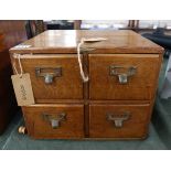 Small oak vintage bank of 4 filing drawers