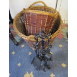 2 wicker log baskets and companion sets