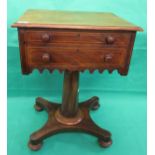 19th century inlaid walnut pedestal work table