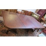 Fine William IV twin pedestal dining table with original leaf - Approx L: 225cm W: 130cm H: 73cm