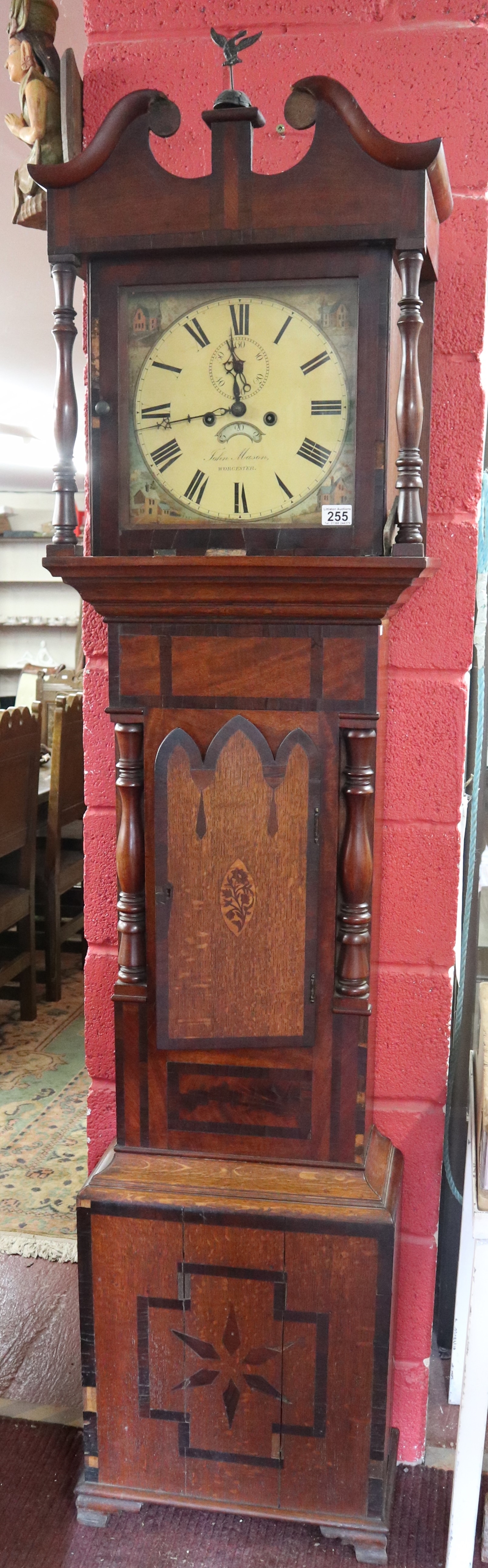 Georgian 8 day grandfather clock by John Mason of Worcester in good working order