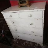 Victorian pine & painted chest of 2 over 3 drawers on bracket feet - Approx W: 97cm D: 52cm H: