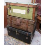 3 vintage car trunks