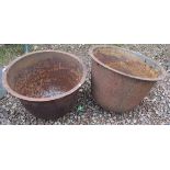 2 large cast iron pots - Approx height of tallest: 41cm