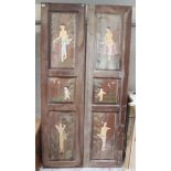 Pair of Oriental painted doors - Approx 201cm x 104cm