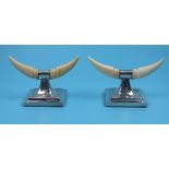 Pair of hallmarked silver and ivory knife stands