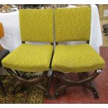 Pair of antique oak framed crossover chairs