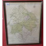 Framed map of Warwickshire