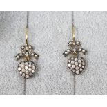 Pair of pearl & diamond heart earrings