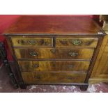Early walnut inlaid chest of 2 over 3 drawers on bracket feet - Approx W: 95cm D: 56cm H: 90cm