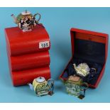 4 L/E Charlotte Di Vita French enamel teapots in cases