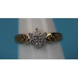 Gold diamond cluster ring