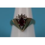 14ct gold ruby & diamond cocktail ring