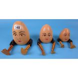 Set of 3 graduated Humpty Dumpty shelf ornaments