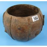 Large carved wooden bowl - Approx H: 20cm