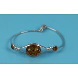 Silver amber bangle