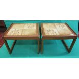 Pair of mid century tile top tables