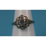 Gold aquamarine & diamond ring