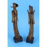 Pair of Oriental figures - Possibly Ivory - Approx H: 35cm