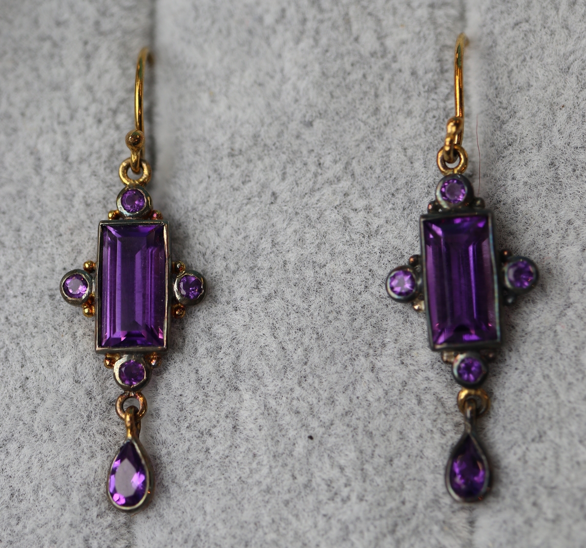 Pair of amethyst drop earrings