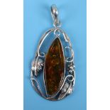 Silver & amber pendant