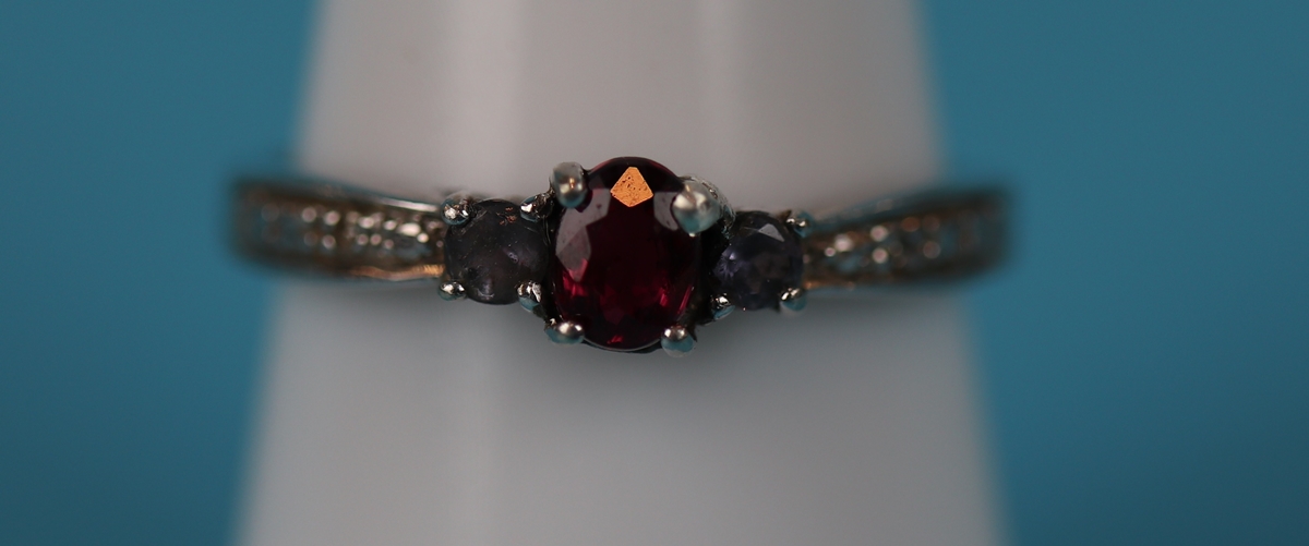 White gold ruby set ring