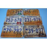 6 US license plates - Minnesota