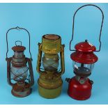 3 hurricane lamps