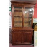 Large Victorian library bookcase - Approx W: 121cm D: 48cm H: 230cm