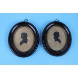 2 miniature Victorian silhouettes