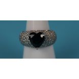 18ct white gold heart shaped sapphire & diamond ring
