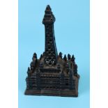 Cast iron 1907 Blackpool Tower money box - Approx H: 18cm