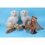 Collection of ceramic dogs to include Staffordshire