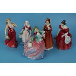 5 Royal Doulton figures - 1 A/F