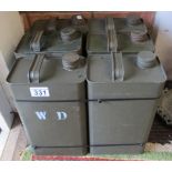 Six military style oil cans