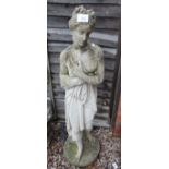 Large stone girl figure - Approx H: 122cm