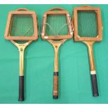 3 vintage tennis rackets