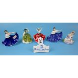 Collection of five Royal Doulton figurines and ceramic sign