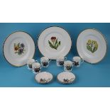 Royal Worcester coffee cans & saucers with 3 Royal Worcester plates