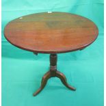 Georgian oak tilt top tripod table - Approx D: 70cm x H: 74cm