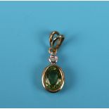 Gold peridot & diamond pendant