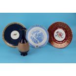 3 Royal Worcester cabinet plates and Royal Doulton vase