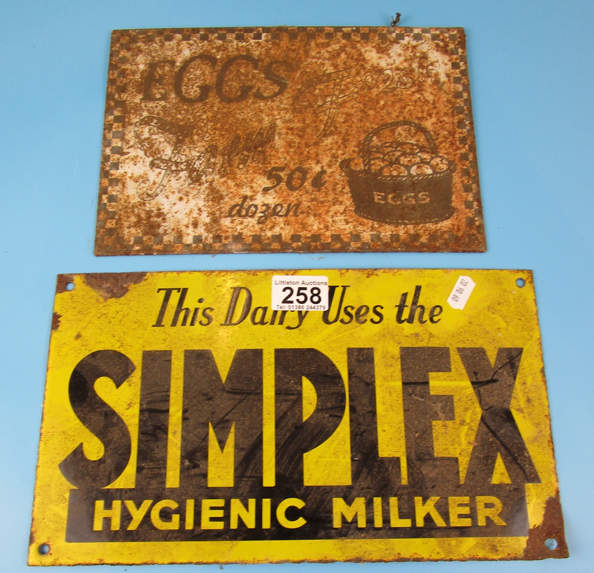 Enamel sign and another