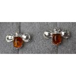 Pair of amber bumble bee earrings