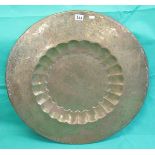 Large Oriental brass tray - Approx Diameter: 76cm