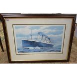 Signed print 'Leaving Queenstown - The last port of call' - H M S Titanic